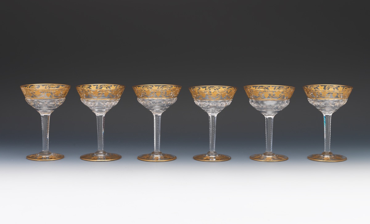 Twelve Val St. Lambert "Pampre D'Or" Champagne Coupes - Image 5 of 13