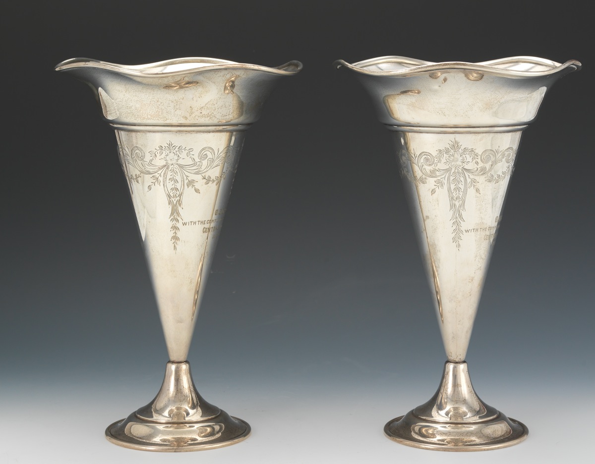 Pair of Sterling Silver Trumpet Vases, George A. Henckel & Co. - Image 4 of 6