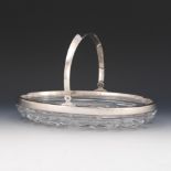 Large German 800 Silver and Cut Crystal Pastry/Fruit Basket with Silver Handle, ca. Late 19th/Early