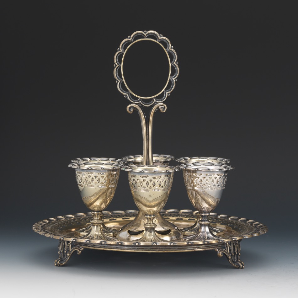 Victorian Silver Plated Breakfast Egg Serving Set, ca. 19th Century