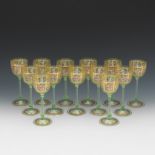 Thirteen Salivati Venetian Glass with Moser Decoration, Sherry Glasses, ca. Early 20th Century