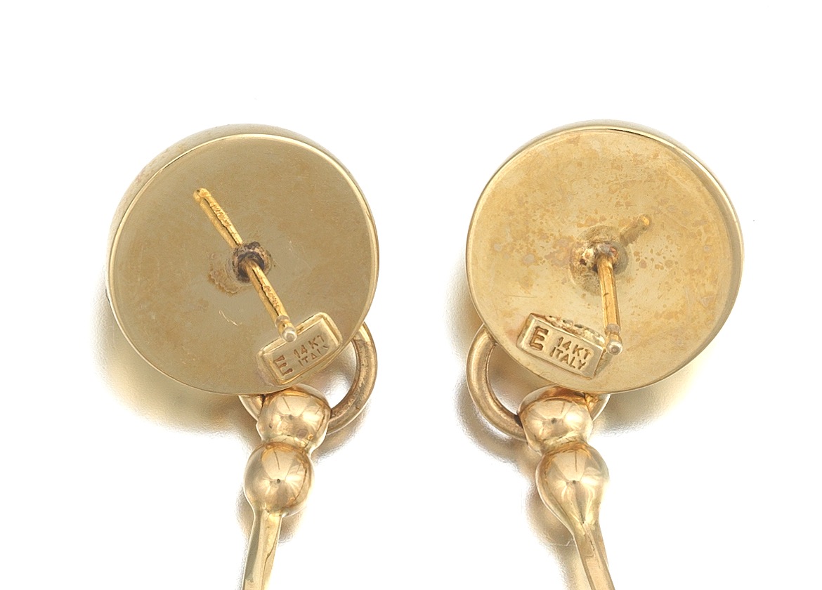 Pair of Saturn Style Gold Earrings - Image 5 of 6