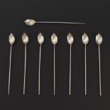 Eight Tiffany and Co. Sterling Silver Mint Julep Straw/Spoons