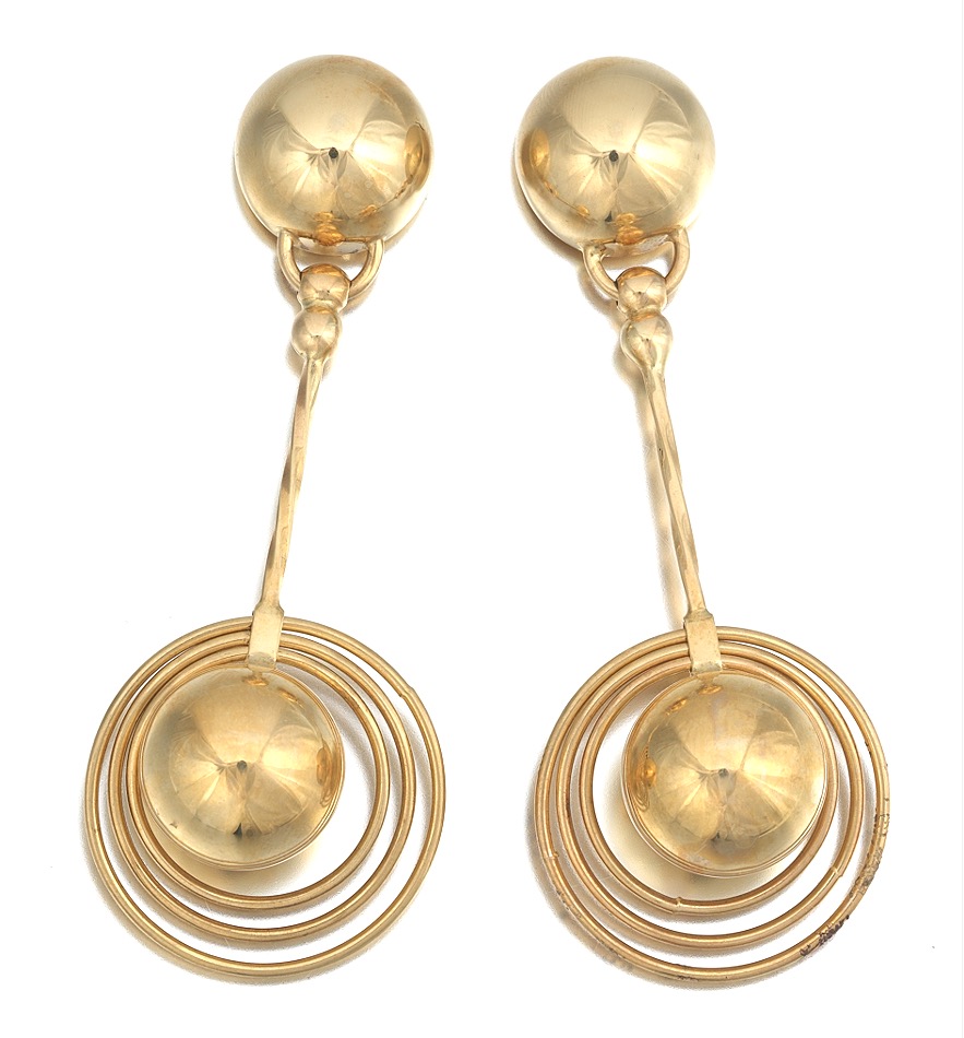 Pair of Saturn Style Gold Earrings