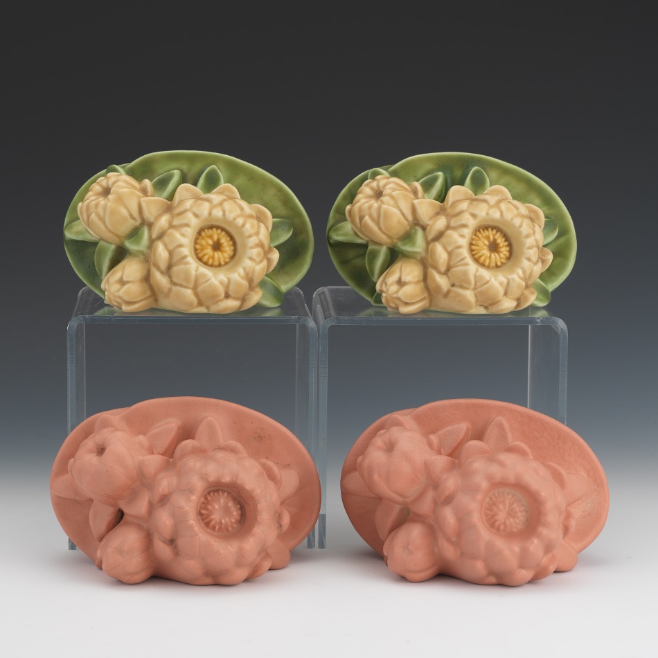 Two Pair Rookwood Pottery Water Lily Bookends, #2836 - Image 6 of 7