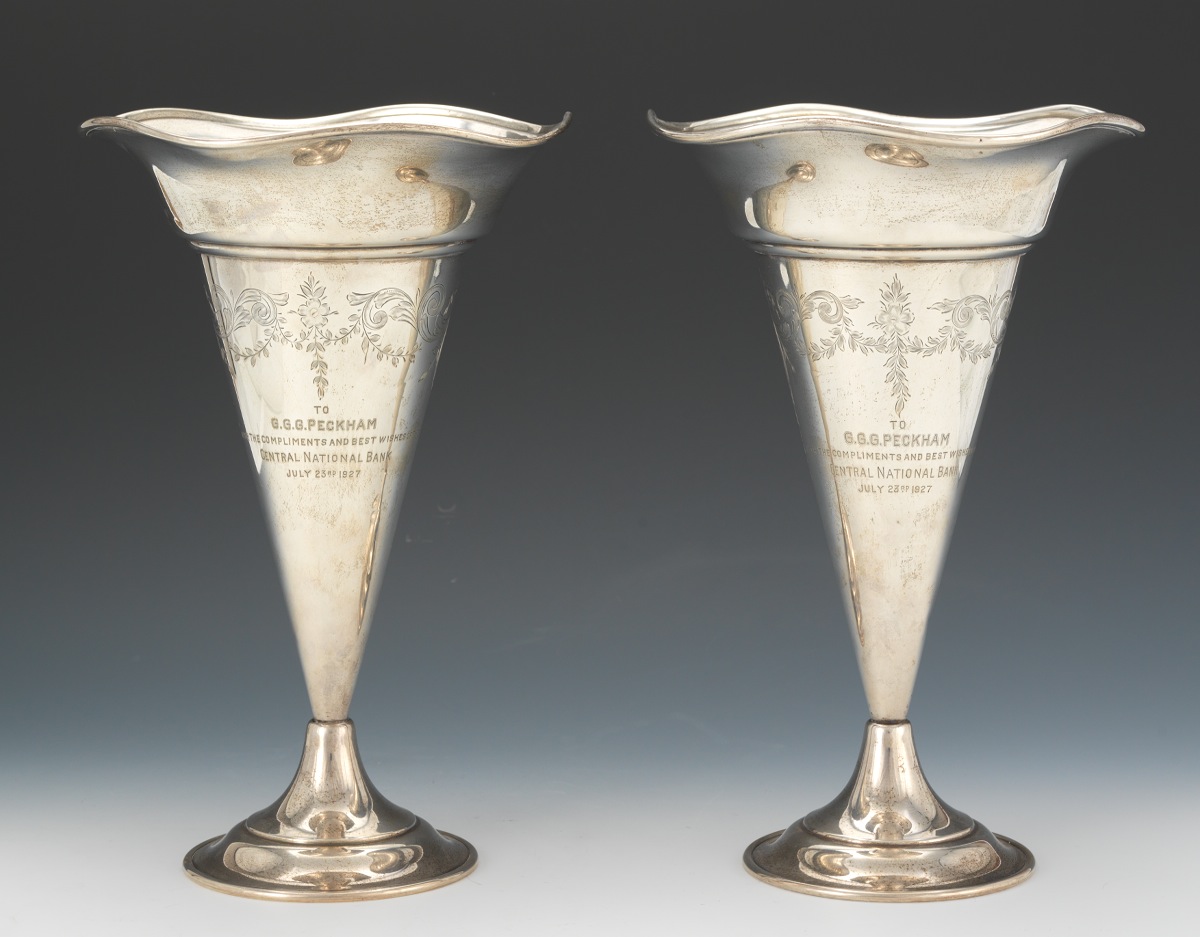 Pair of Sterling Silver Trumpet Vases, George A. Henckel & Co.