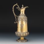 English Victorian Vermeil Over Sterling Silver Claret Jug , Sheffield, dated 1885