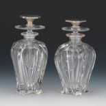 Art Deco Pair of Vanity Perfume Bottles with R.Wallace & Son Mfg. Co. Sterling Silver Stoppers, ca.