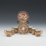 Porcelain Demitasse Cups and Saucers with Imari Motif