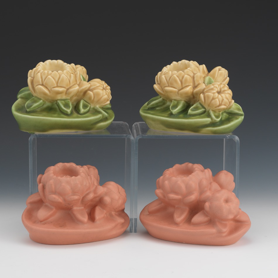 Two Pair Rookwood Pottery Water Lily Bookends, #2836 - Image 2 of 7