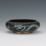 Chinese Cloisonne Enameled Turquoise Double Dragon Bowl, ca. Early 20th century