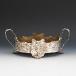 French .750 Silver Art Nouveau, Lined Planter, ca. 1890-1910