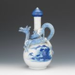 Japanese Hirado Porcelain Dragon Ewer with Lid