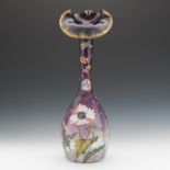 French Glass and Enamel Flower Vase