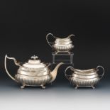 George III Sterling Silver Three-Piece Tea Service by Solomon Hougham, dated 1812