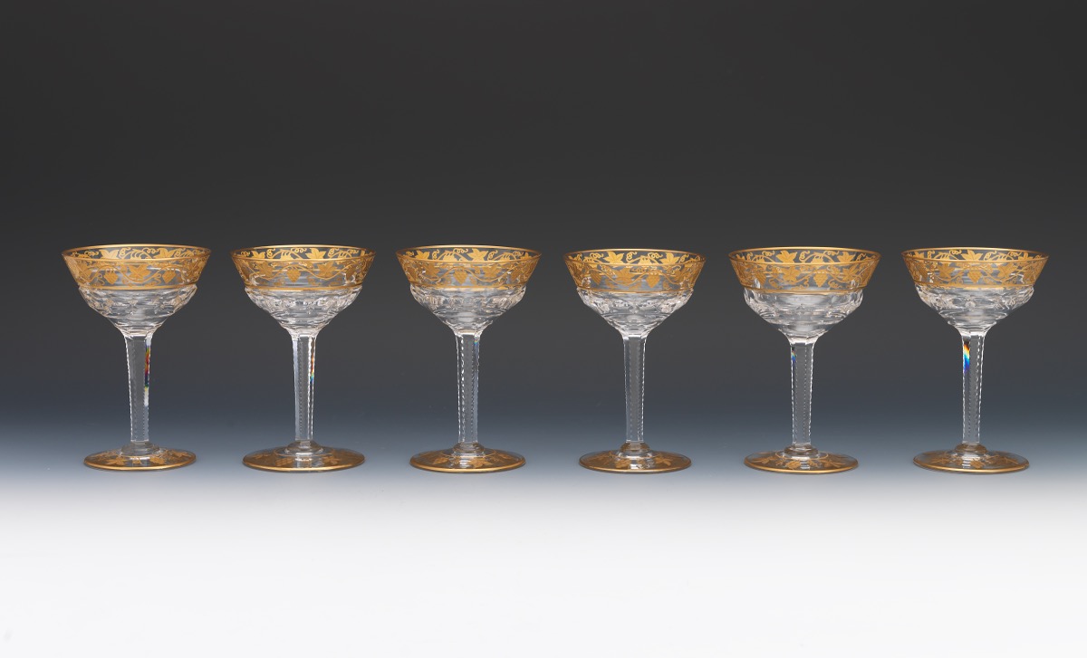 Twelve Val St. Lambert "Pampre D'Or" Champagne Coupes - Image 3 of 13