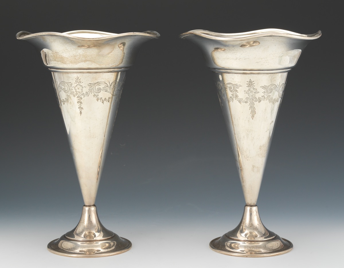 Pair of Sterling Silver Trumpet Vases, George A. Henckel & Co. - Image 3 of 6