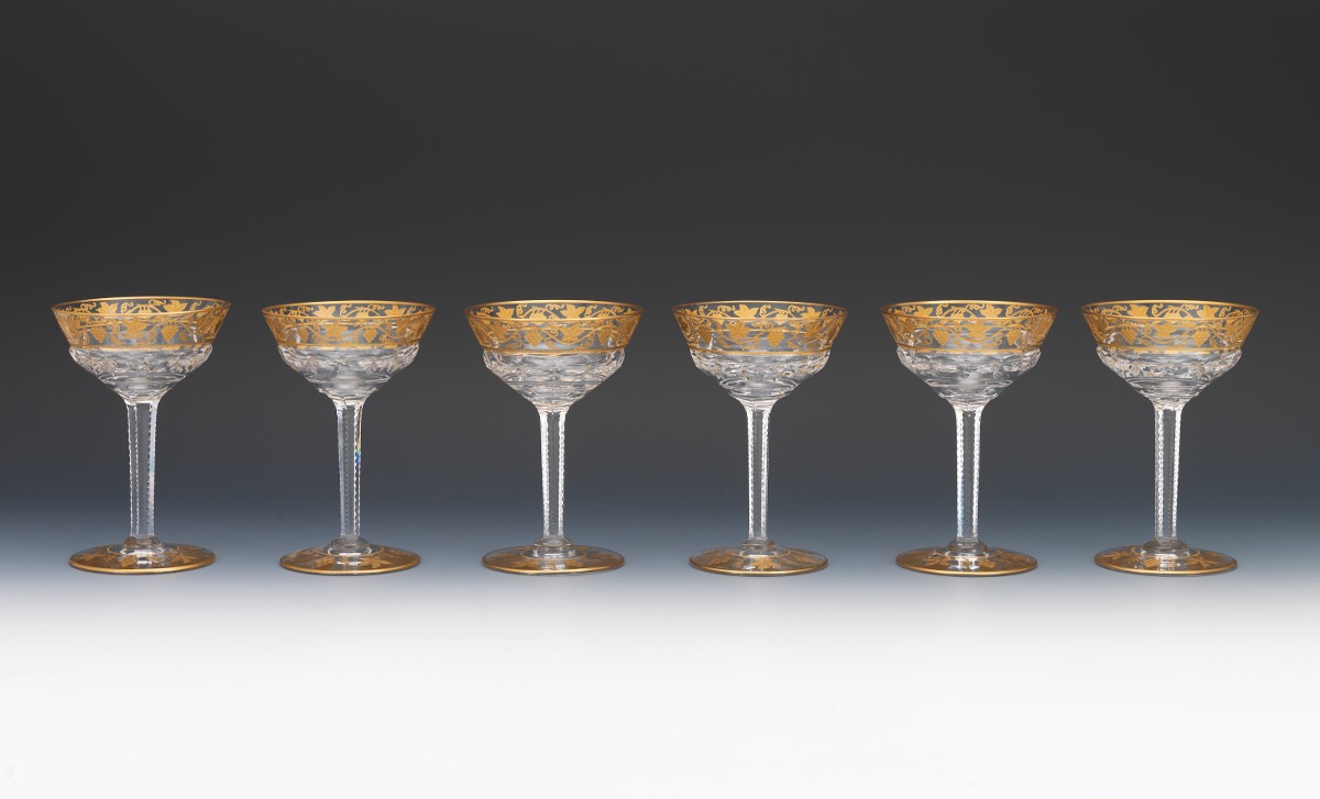 Twelve Val St. Lambert "Pampre D'Or" Champagne Coupes - Image 9 of 13