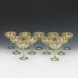 Eleven Salivati Venetian Glass with Moser Decoration, Champagne Coupes, ca. Early 20th Century