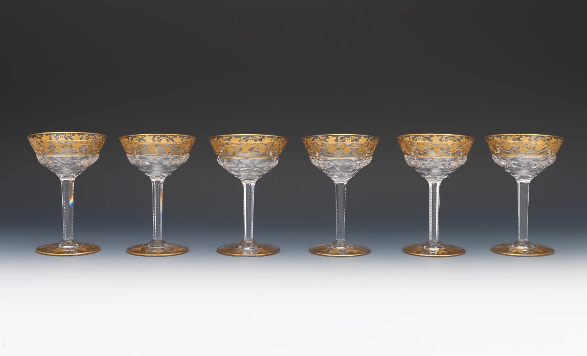 Twelve Val St. Lambert "Pampre D'Or" Champagne Coupes - Image 11 of 13