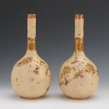 Pair of Porcelain Satsuma Taizan "Chrysanthemums and Moths" Vases, ca. Late Meiji Period, Early 20t