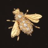 Ladies' Gold and Diamond Fly Pin Brooch