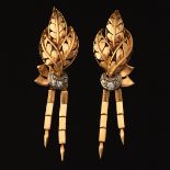 A Pair of Gold and Diamond Retro Earrings