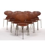 Ten Arne Jacobsen for Fritz Hansen "Ant" Wooden Chairs