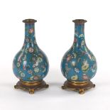 Pair of Chinese Cloisonne Enamel Vases with French Ormolu Mounts by Etienne Enot (1846-1905), Paris