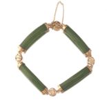 Jade and 14K Yellow Gold Bracelet