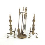 French Pair of Andirons and Fireplace Tools on Stand, ca. 19th Century
