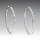 Ladies' Gold and Diamond Pair of Hoop Earrings