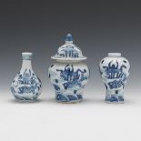 Three Miniature Blue and White Porcelain Vases