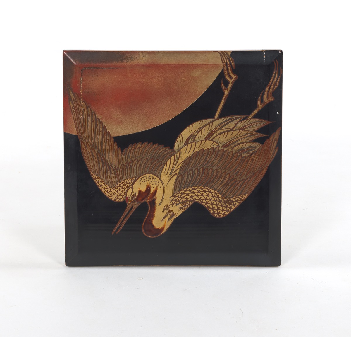 Japanese Tsuru & Kame (Crane & Turtle) Takamaki-e Gold on Black Lacquered Wood Three-Chamber Nestin - Image 7 of 10