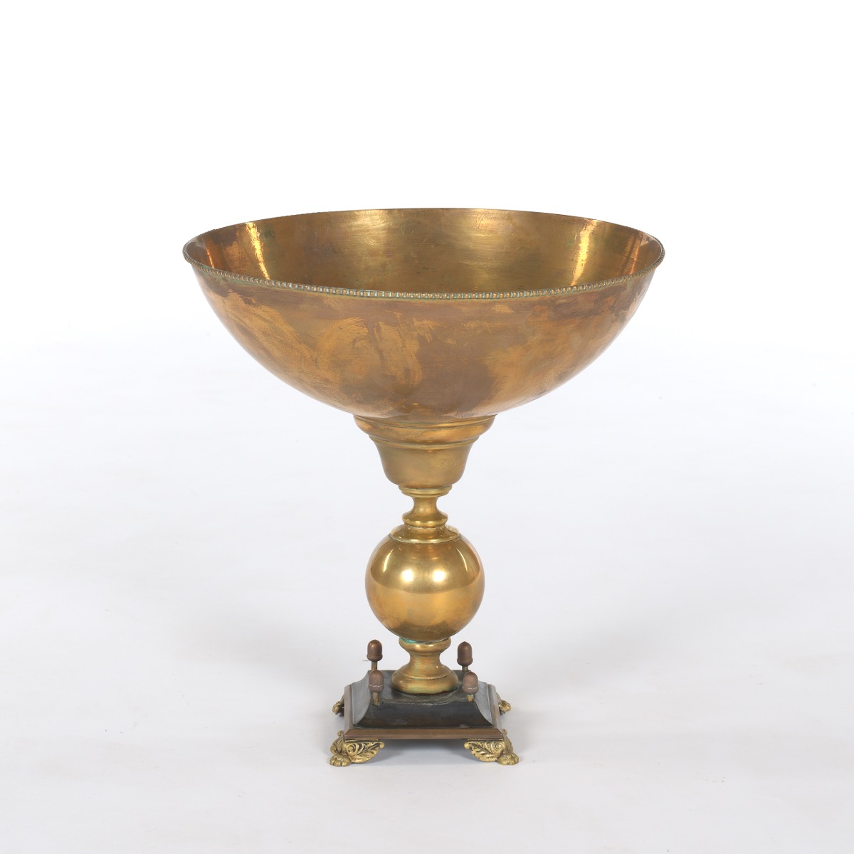 French Patinated Brass and Black Slate Centerpiece Bowl, ca. 19th Century - Image 4 of 7