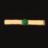 Tie Bar with Jade Set in 14k Gold