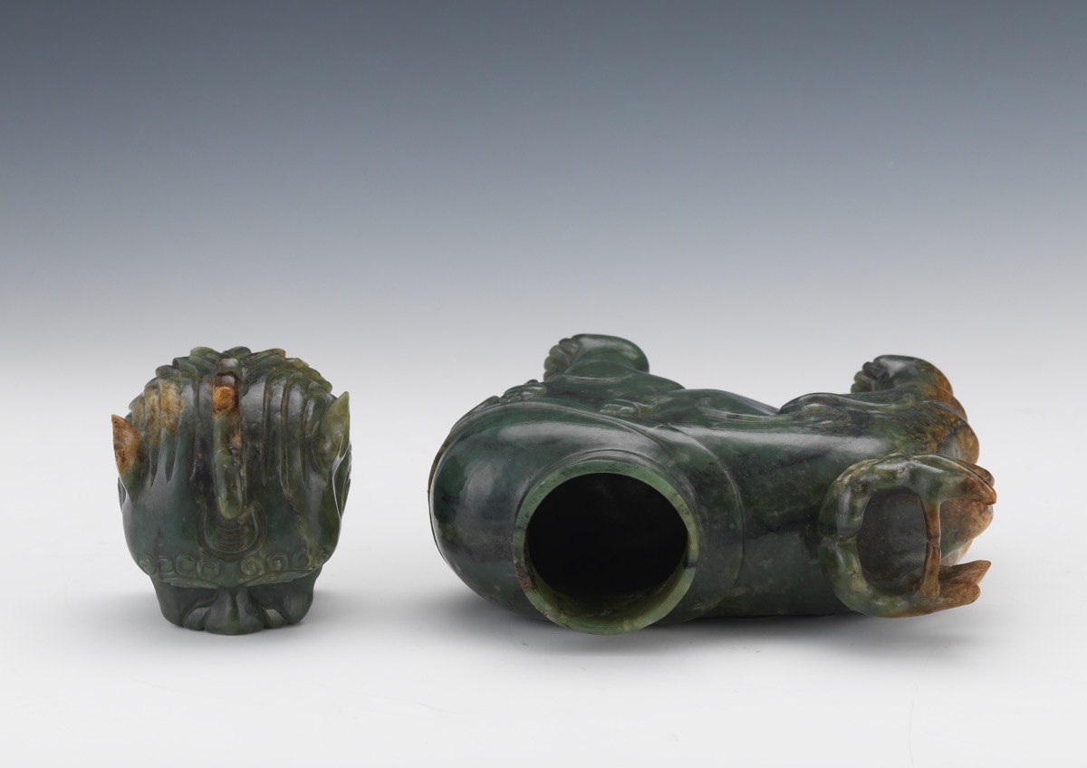 Chinese Carved Jade Foo Lion Vase - Image 7 of 8