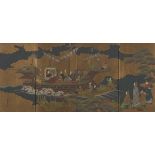 Chinese Four Panel Painted Folding Screen
