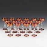 Fifteen Long Stemmed Bohemian Crystal Champagne Coupes