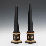 Two Polished Marble Obelisks