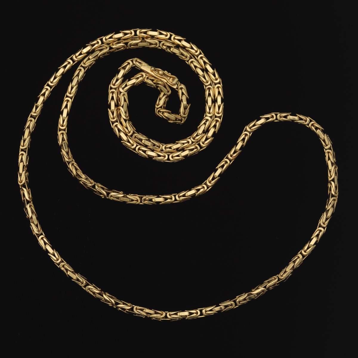 Gold Byzantine Chain Necklace Signed "Piaget"