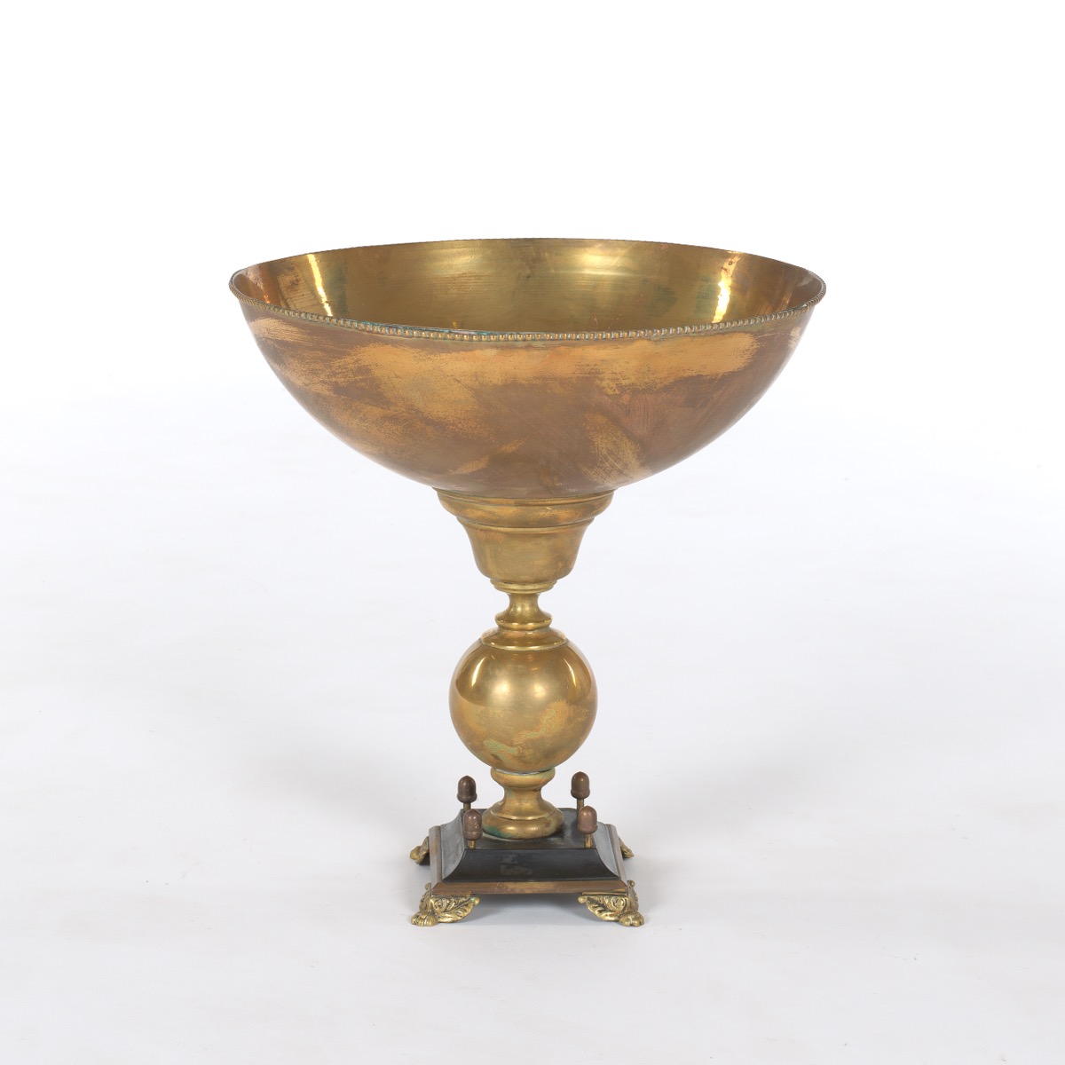 French Patinated Brass and Black Slate Centerpiece Bowl, ca. 19th Century - Image 2 of 7