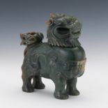 Chinese Carved Jade Foo Lion Vase