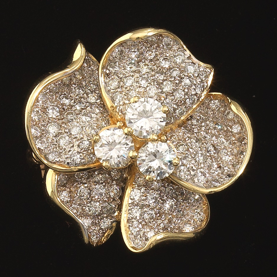 Ladies' Diamond Flower Brooch Pendant