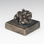 Chinese Silvered Bronze Dragon Seal