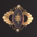 Victorian Amethyst Gold and Diamond Brooch