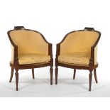 Pair of Round Back Regency Bergeres