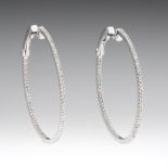 Ladies' Gold and Diamond Pair of Hoop Earrings