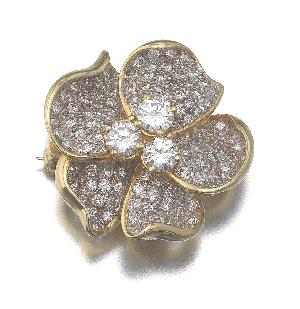 Ladies' Diamond Flower Brooch Pendant - Image 3 of 7
