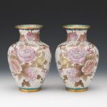 Pair of Chinese Cloisonne Mirror Image Vases, ca. Late Qing Dynasty